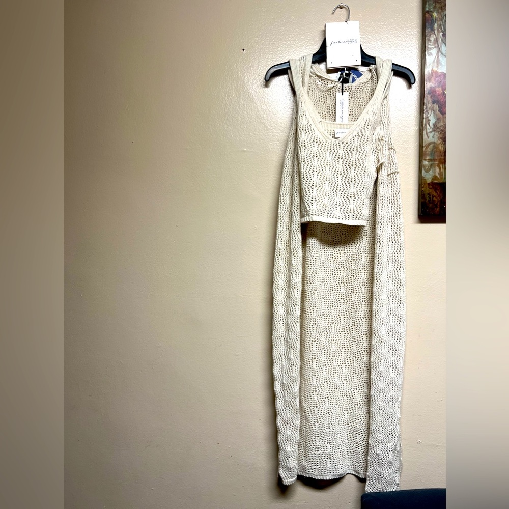 2 piece Knit crop top & open long Cardigan size S